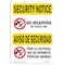 Signmission OSHA Security Sign, 7" Height, 10" Width, No Weapons By State Law Bilingual, Landscape OS-SN-D-710-L-11619 - alternate 1